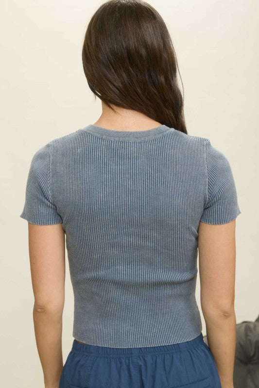 Ribbed Knit Tee