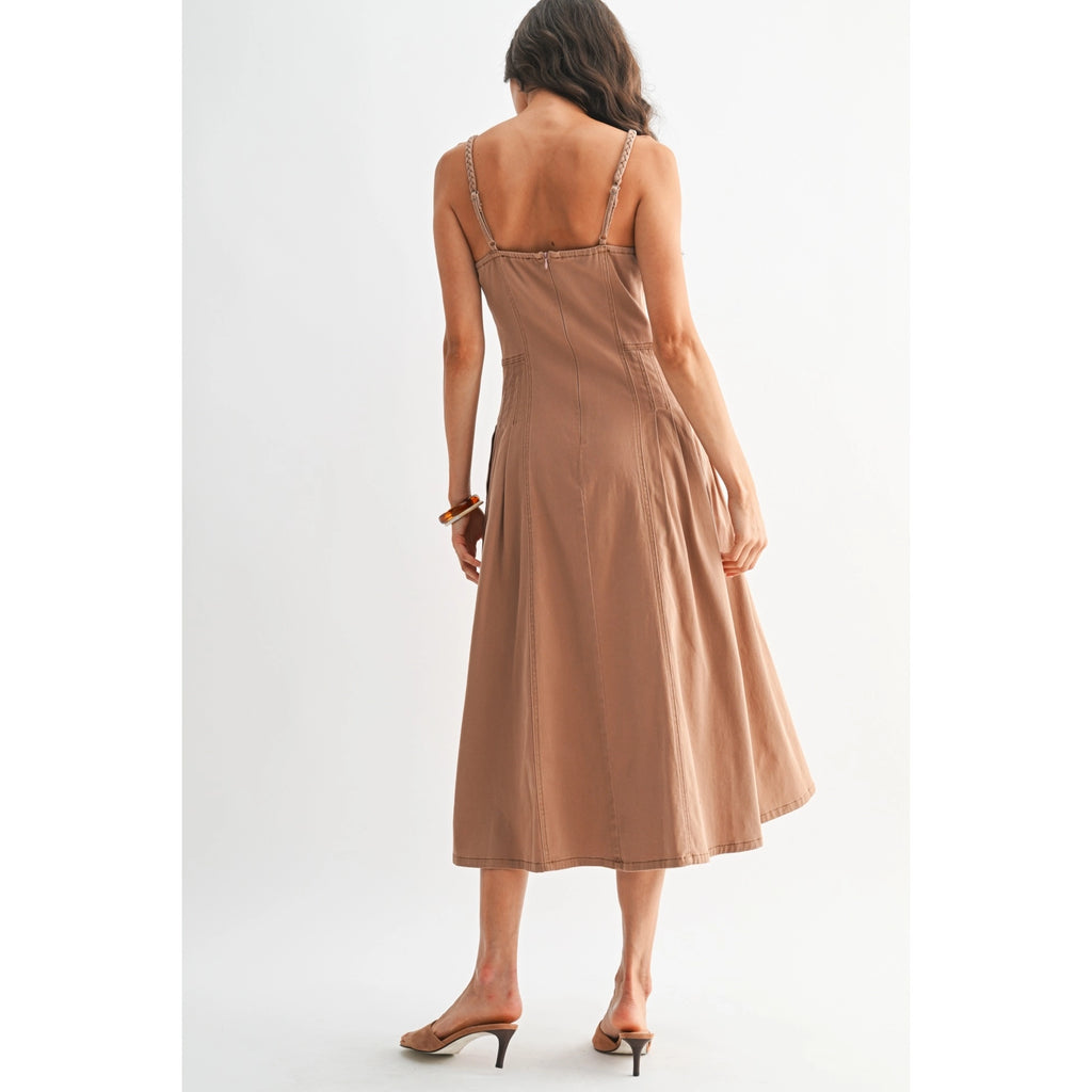 Button Front Midi Denim