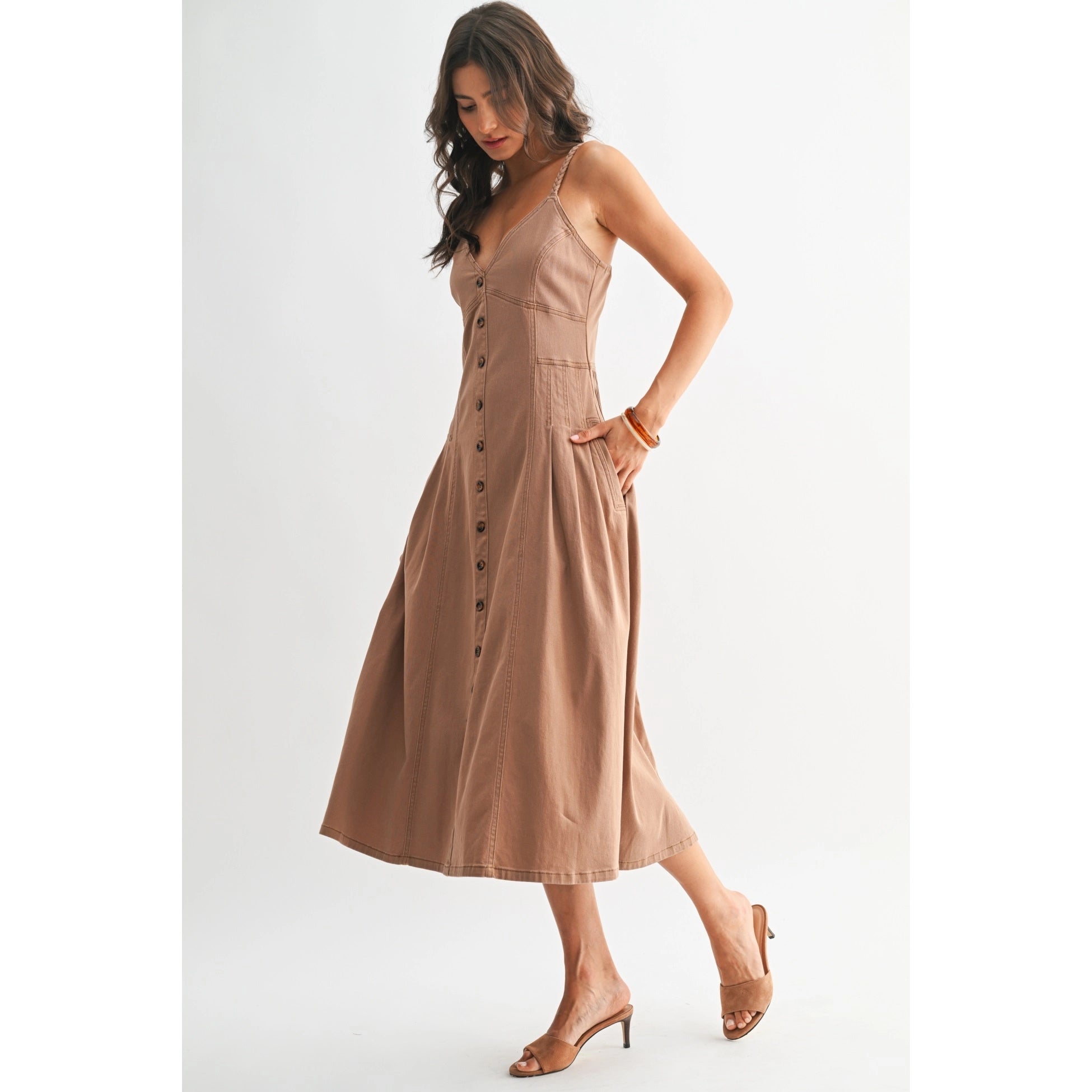 Button Front Midi Denim