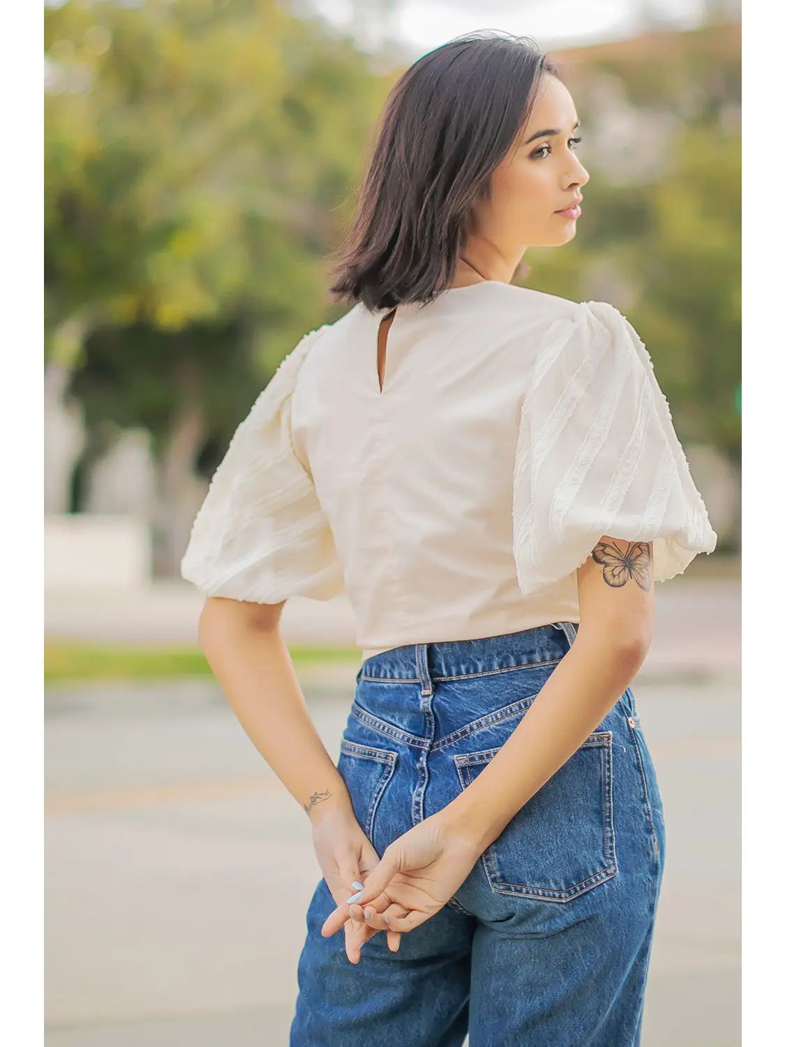 Textured Poplin Top
