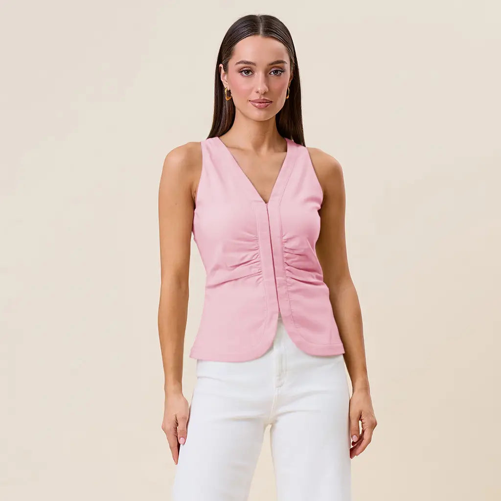 Sleeveless Shirred Top