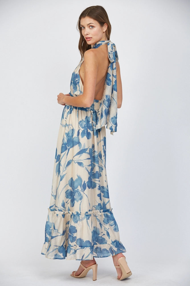 Floral Halter Maxi Dress