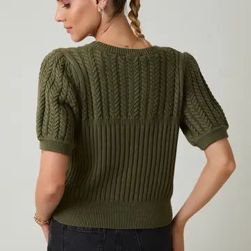 Short Sleeve Cable Sweater
