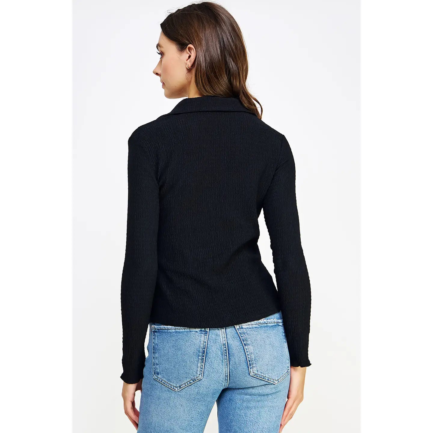 Textured Long Sleeve Knit Shirt