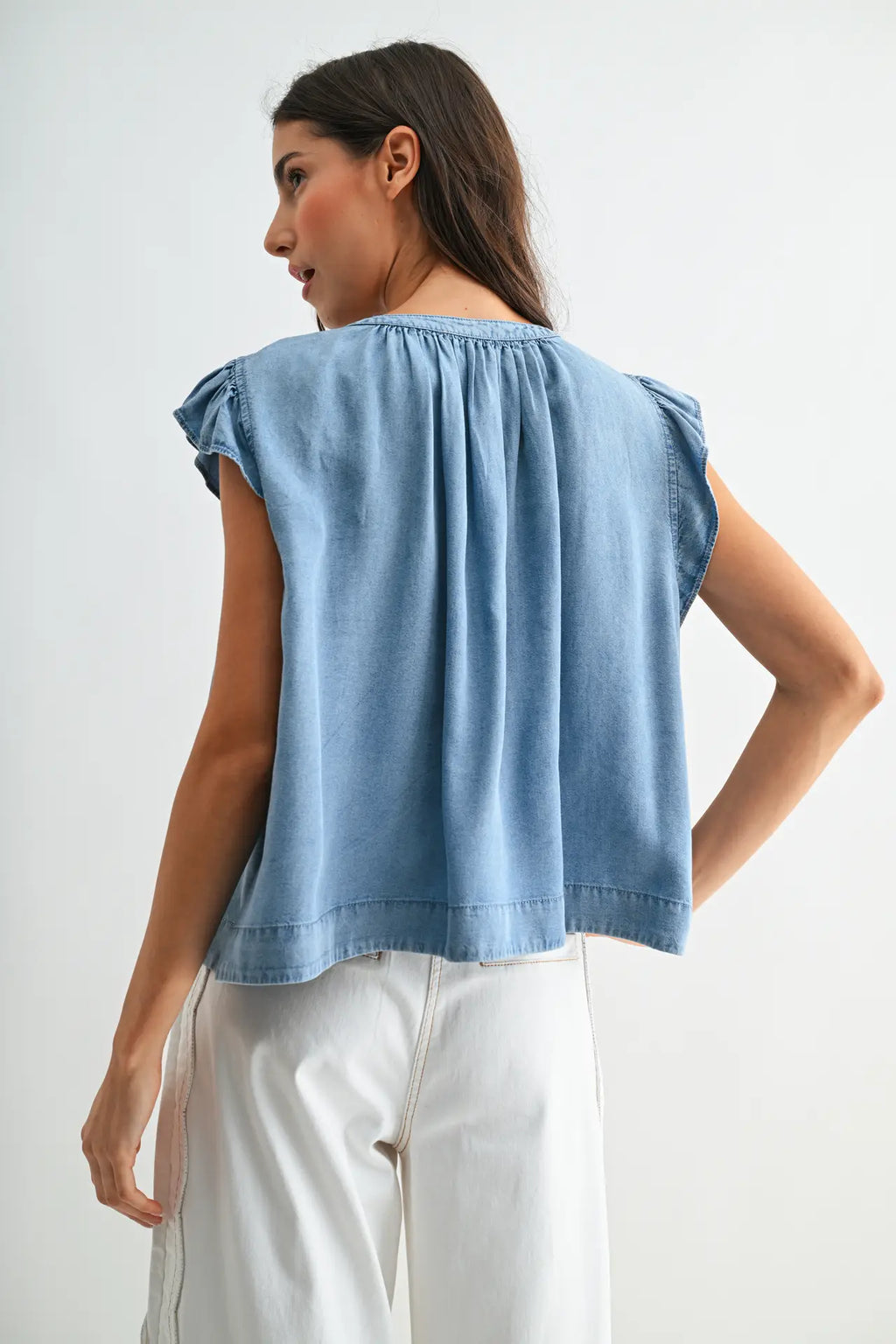 Ruffle Denim Top