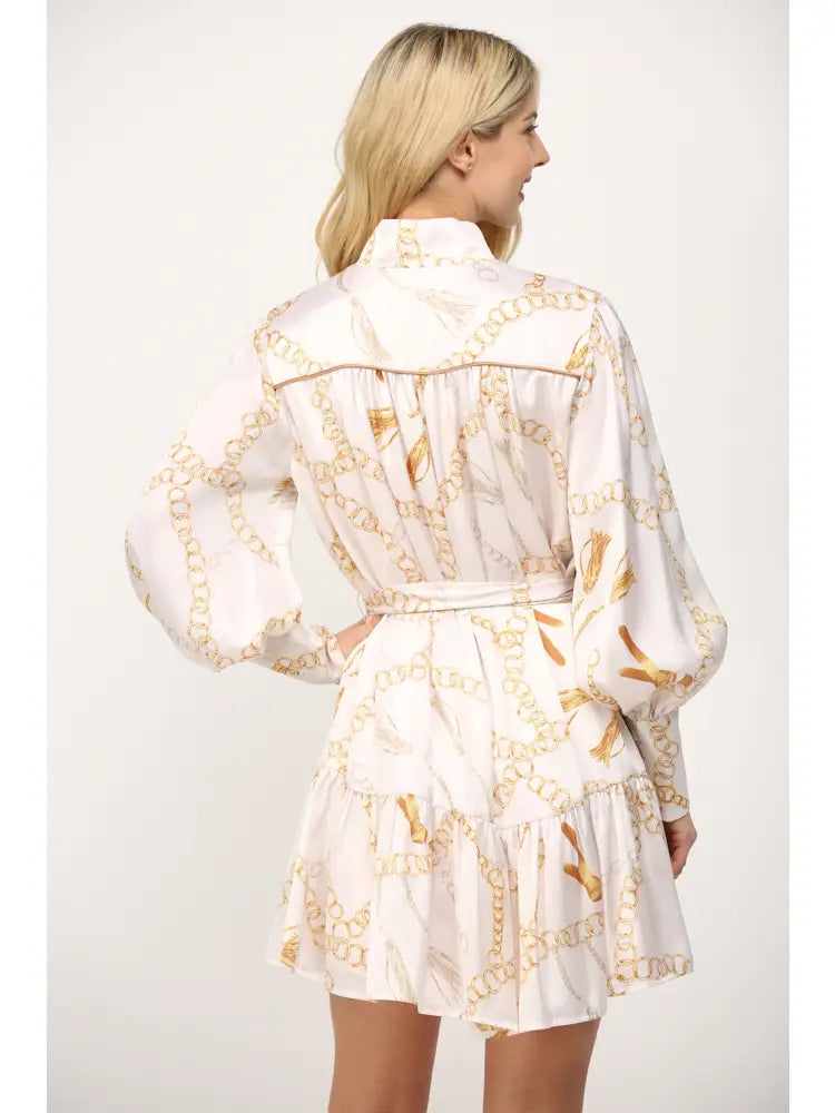 Chain Print Longsleeve Dress