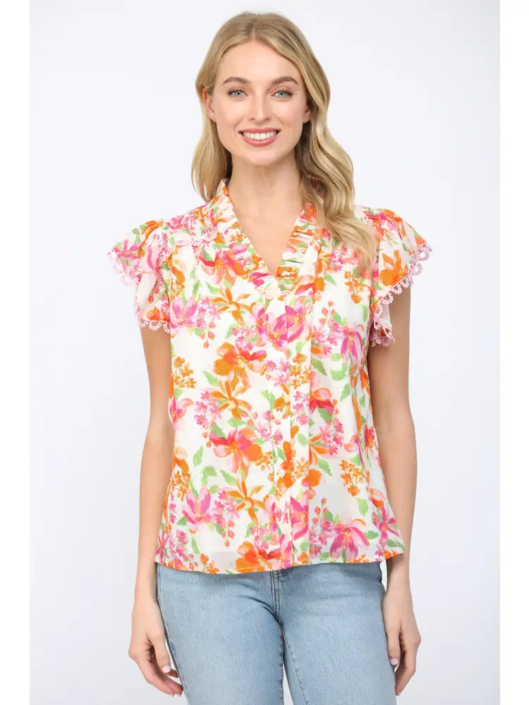 Floral Short Sleeve Blouse
