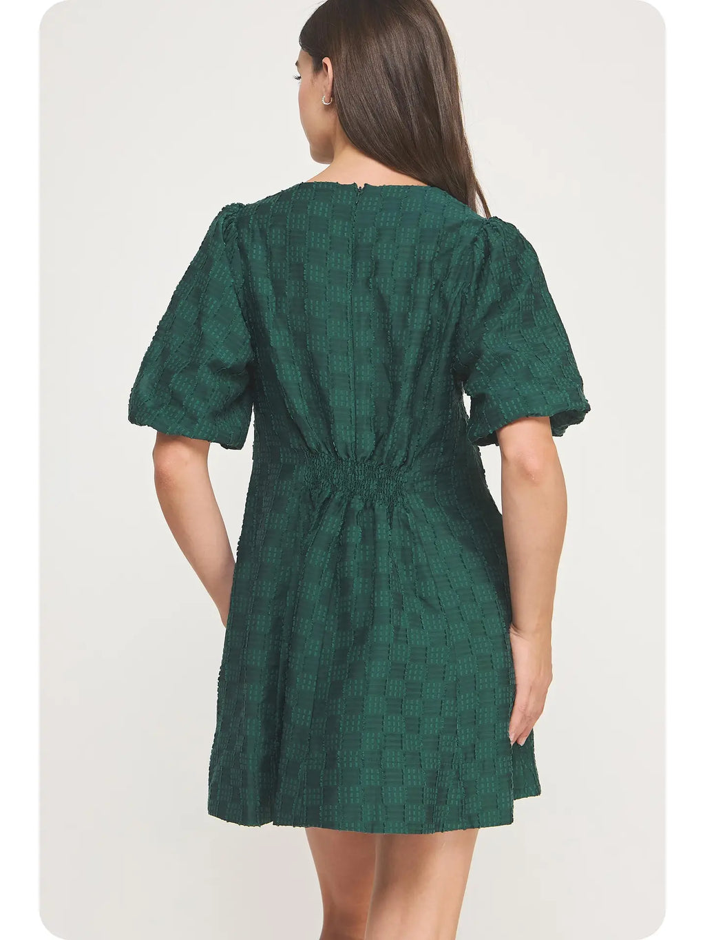 Textured Puff Sleeve Mini Dress