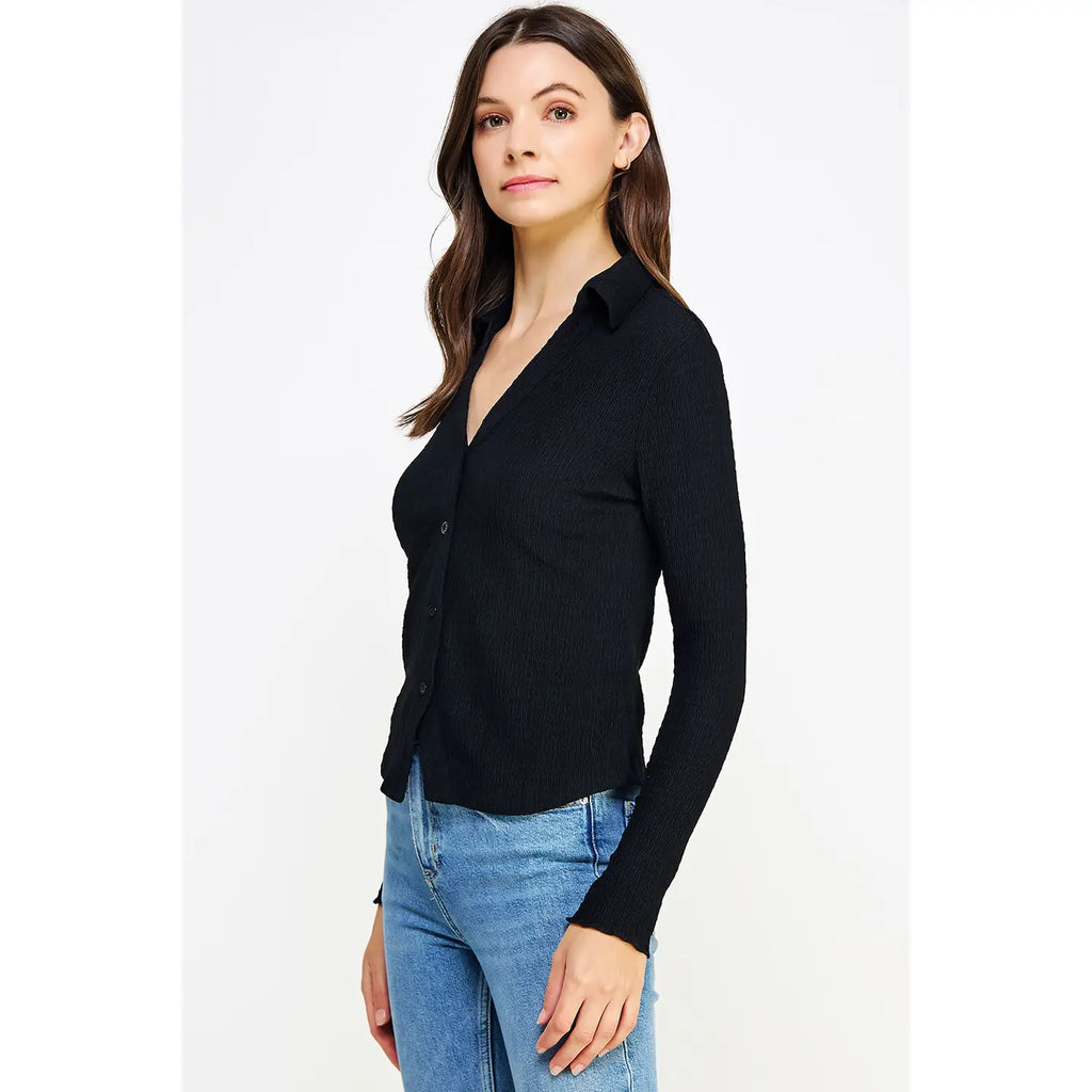 Textured Long Sleeve Knit Shirt