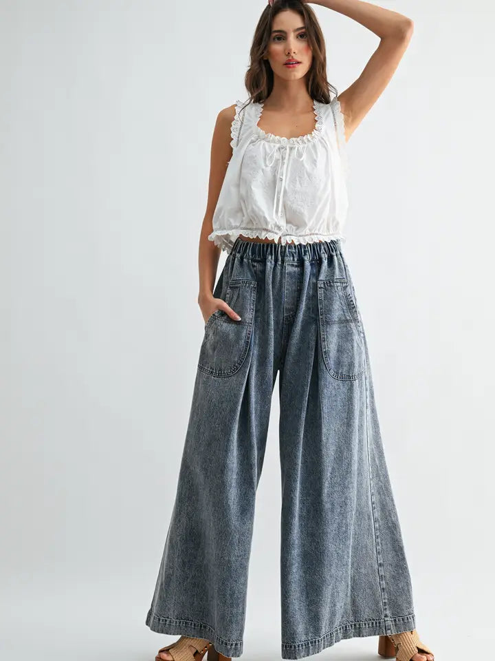 High-Rise Denim Trousers