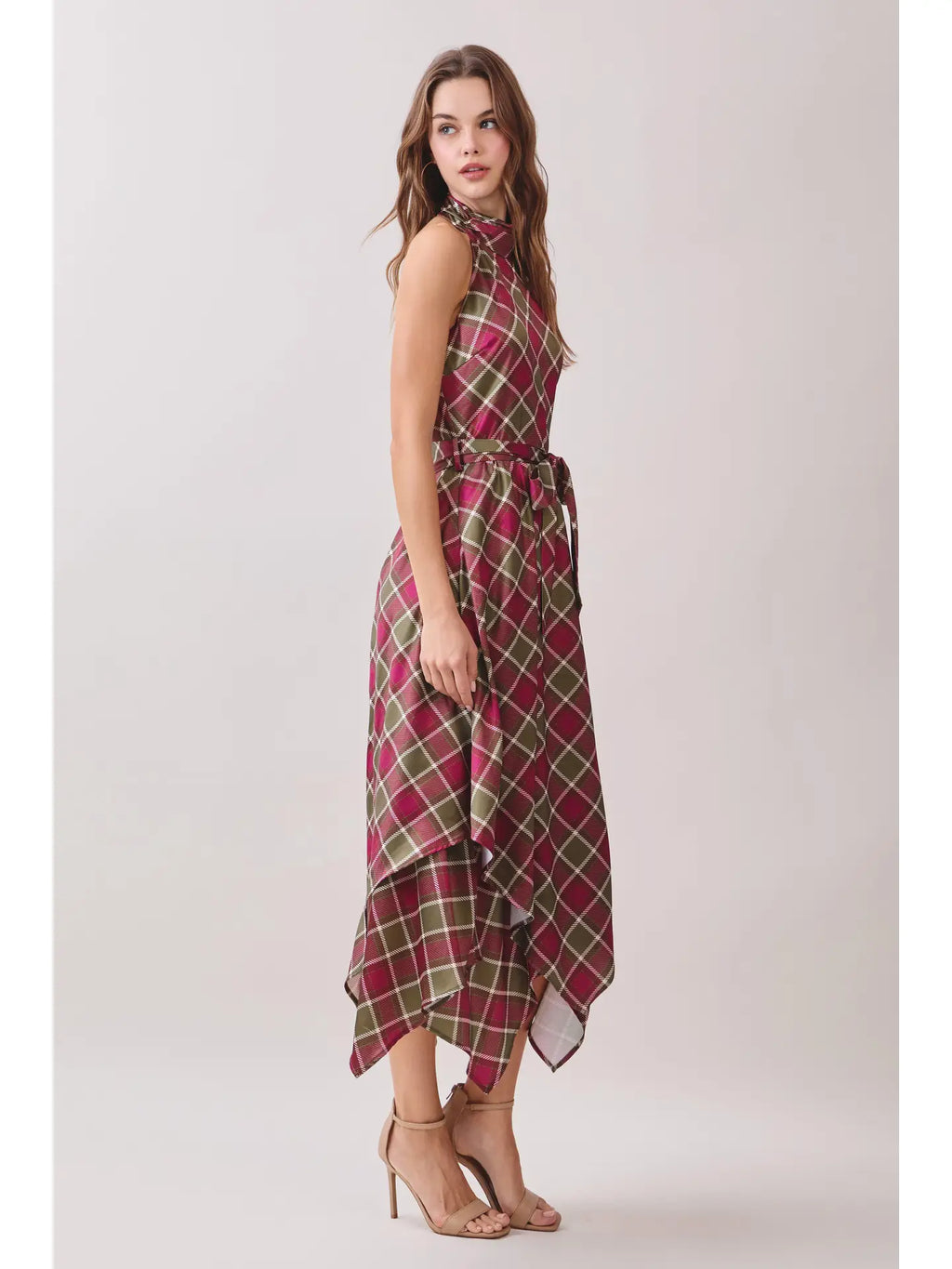 Plaid Handkerchief Halter Dress