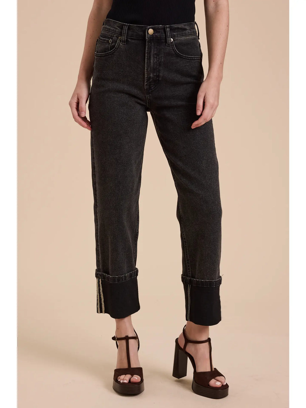 Black Cuffed Jeans