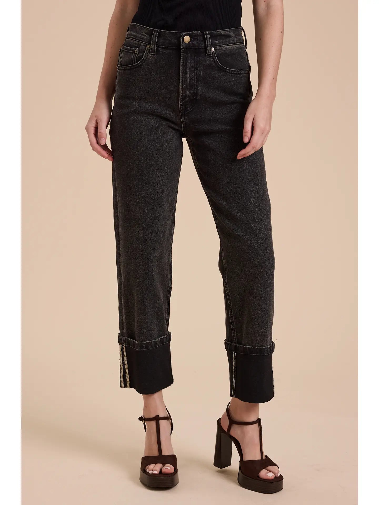 Black Cuffed Jeans
