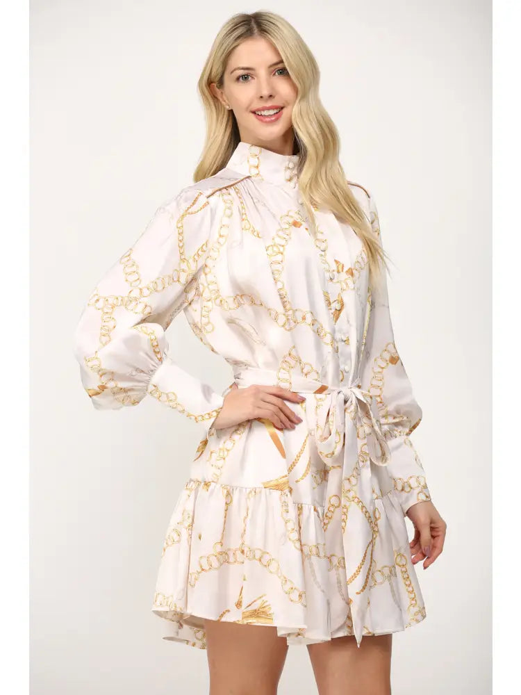 Chain Print Longsleeve Dress