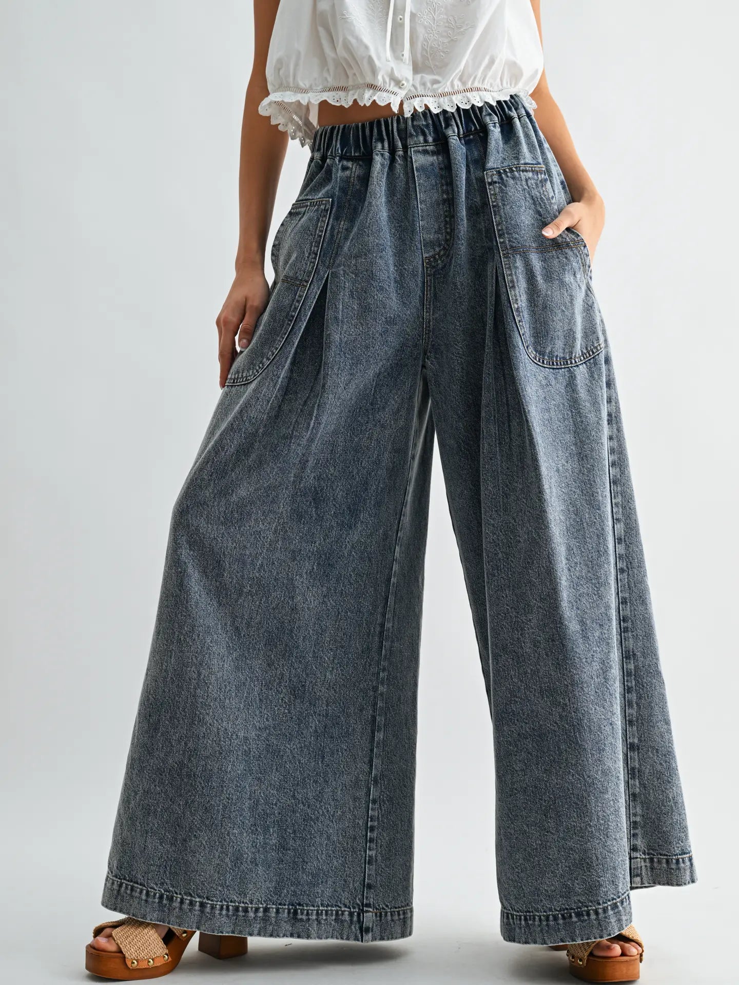 High-Rise Denim Trousers