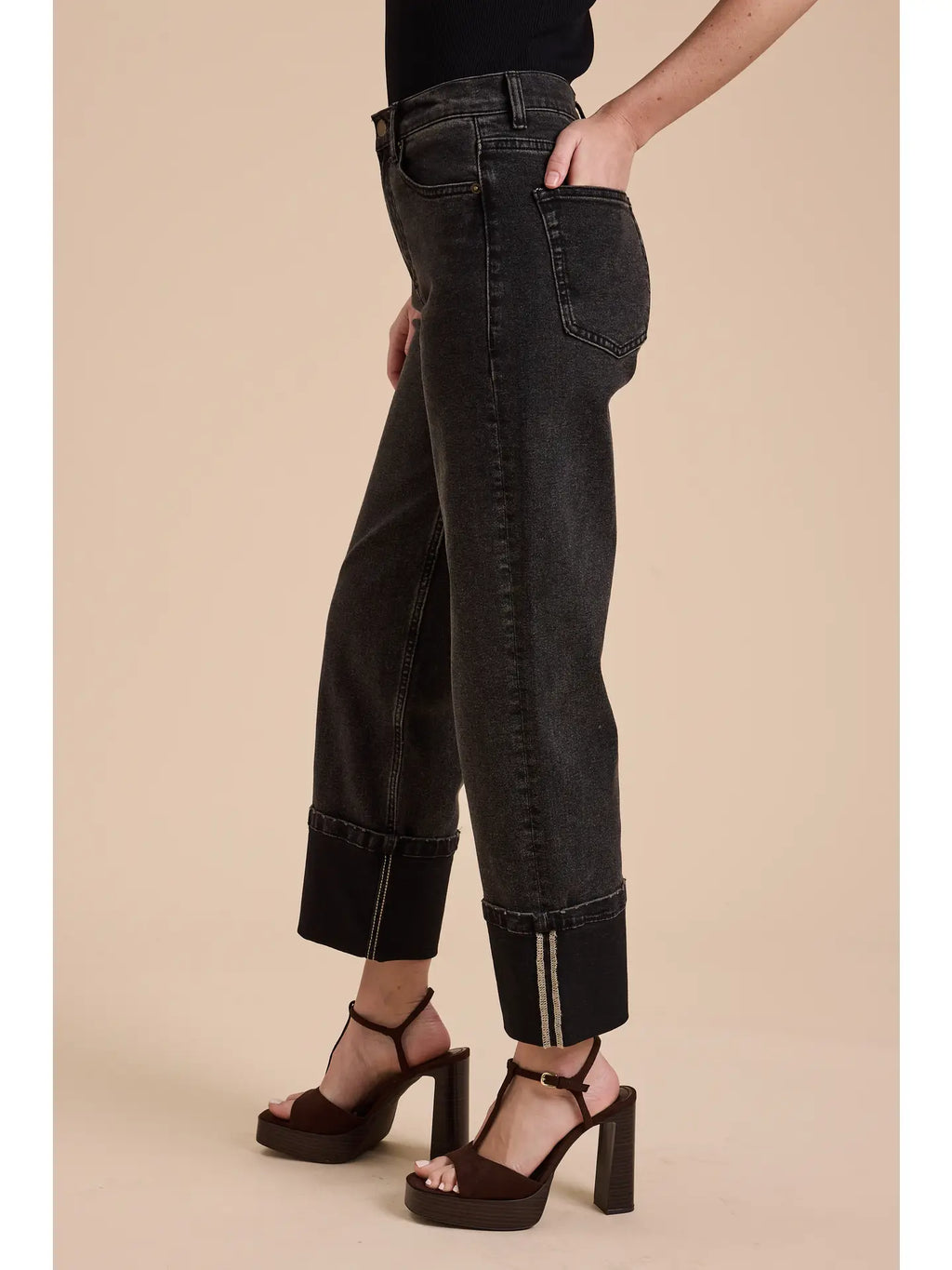 Black Cuffed Jeans