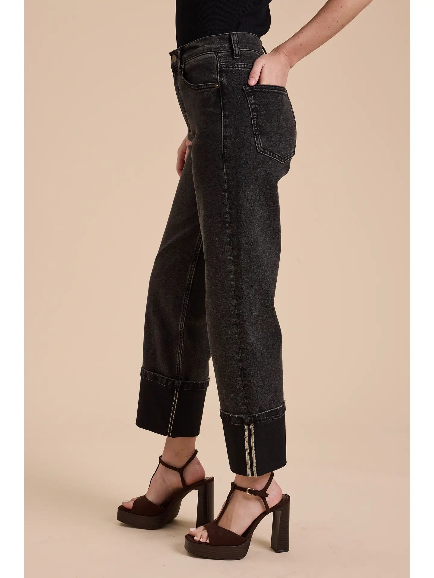 Black Cuffed Jeans