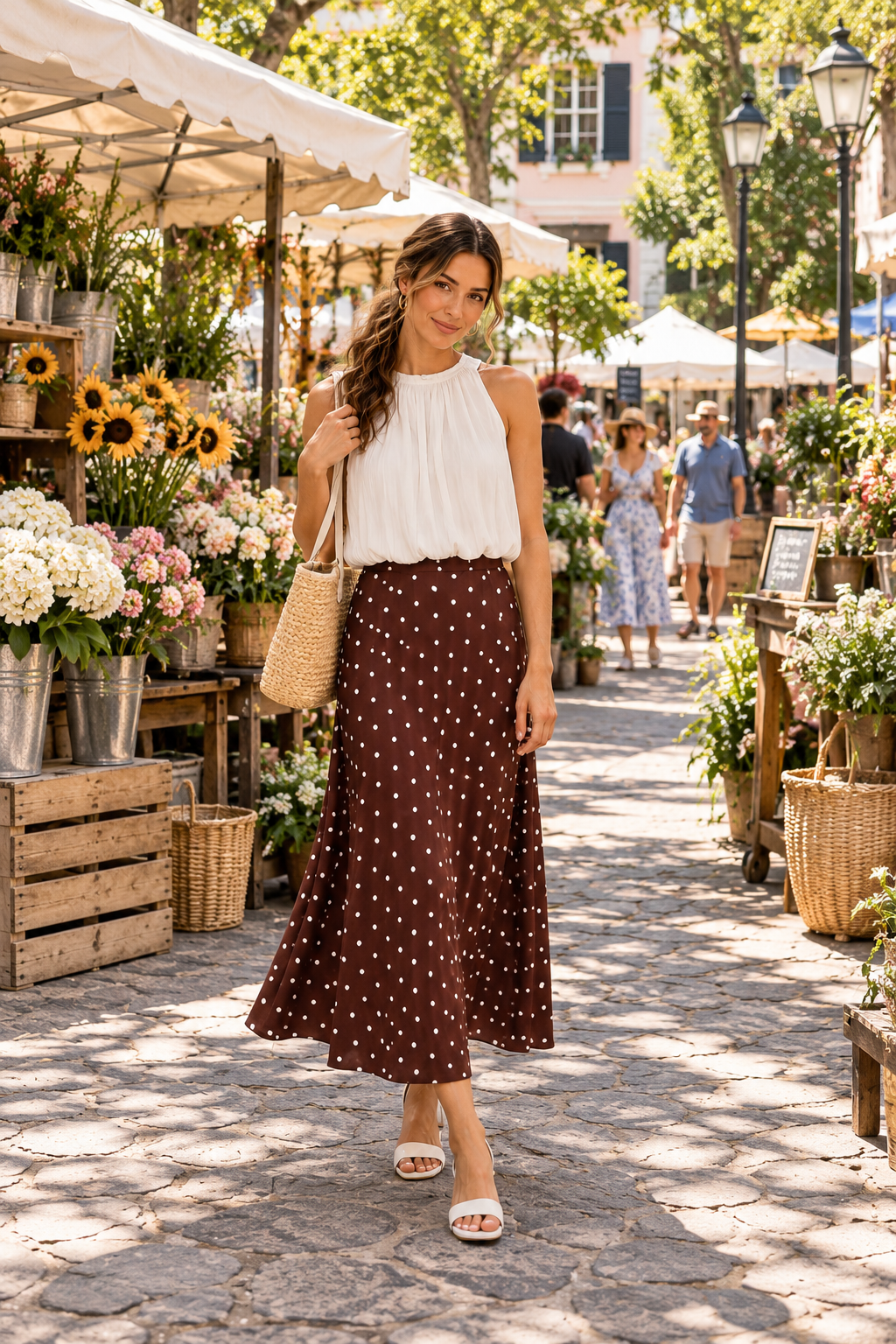 Polka Dot Midi Skirt