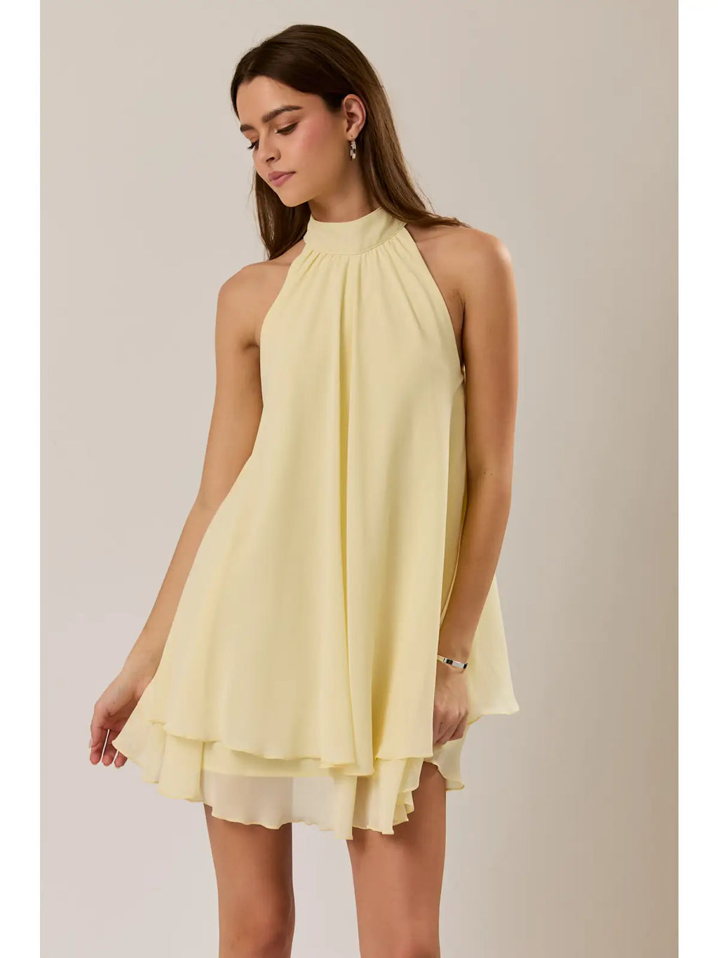 Halter Ruffle Hem mini