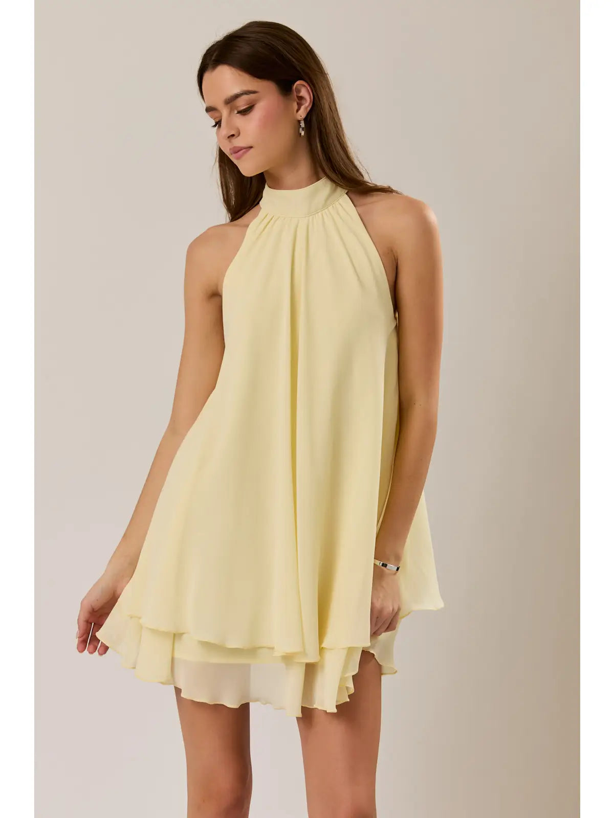 Halter Ruffle Hem mini