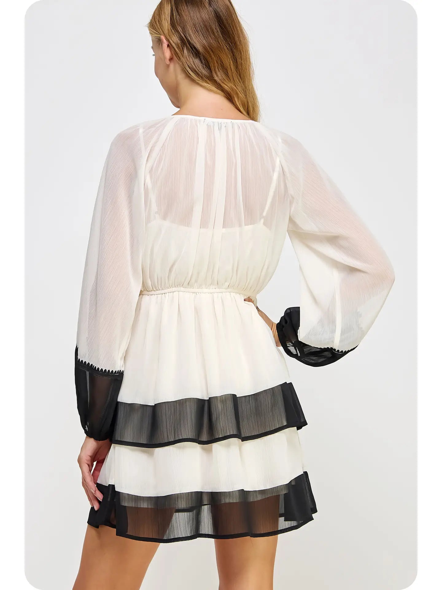 Embroidery Block Mini Dress