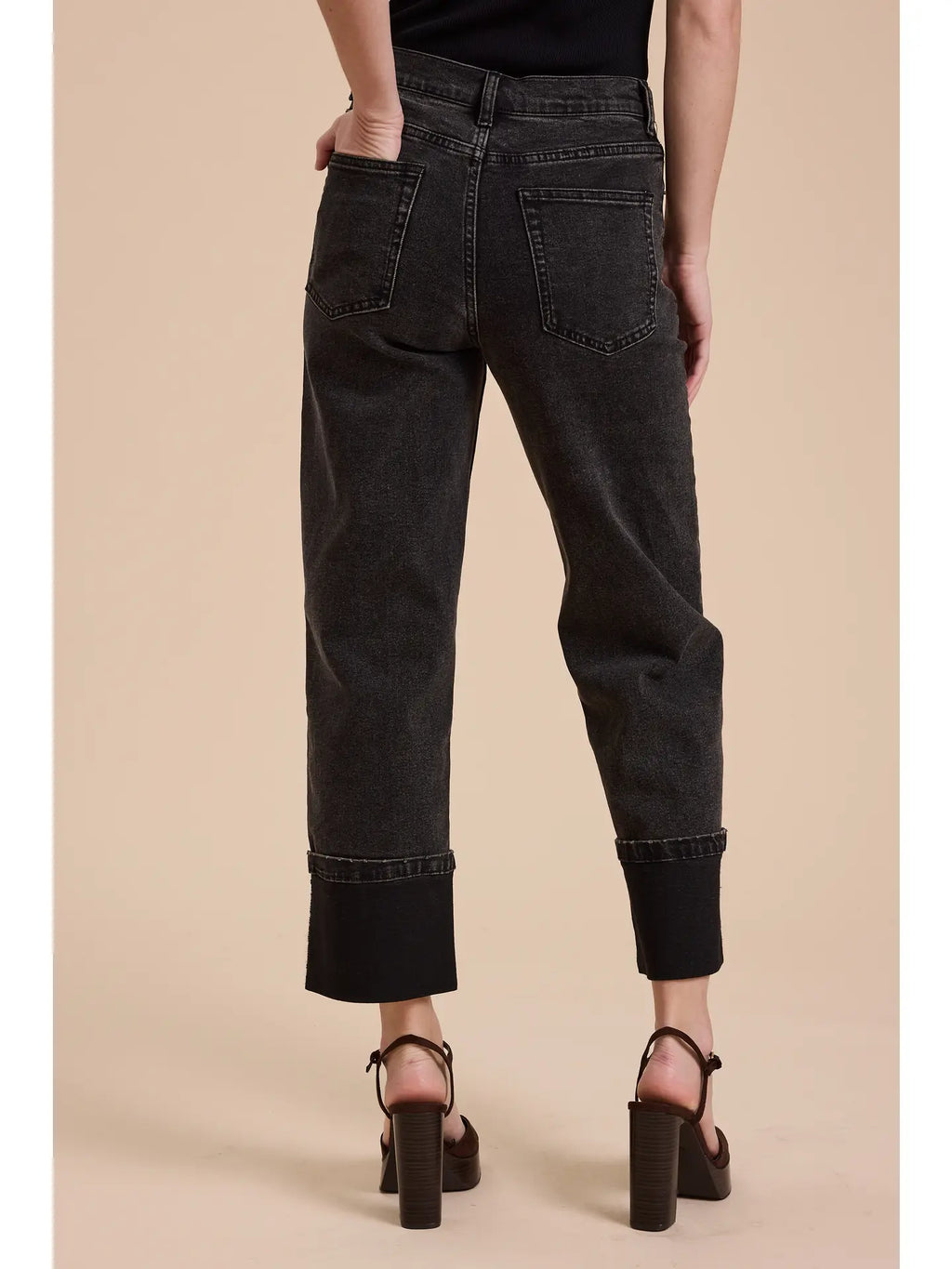 Black Cuffed Jeans