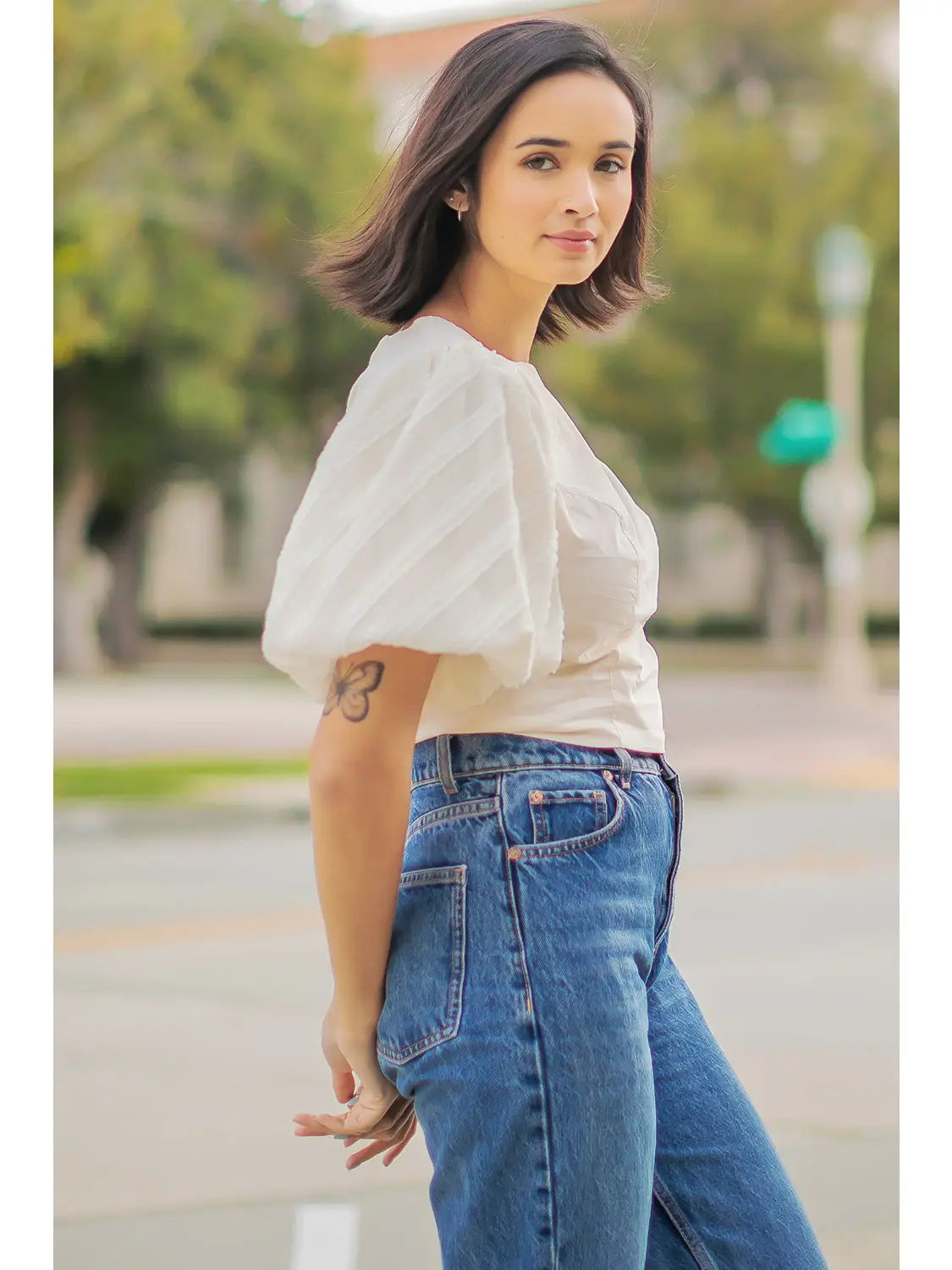 Textured Poplin Top