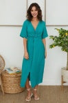 Linen Front Twist Dress